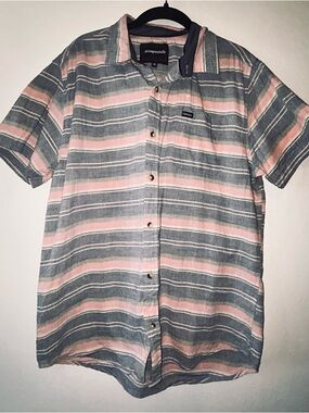 Aeropostale Men’s Short Sleeve Striped Button-Up Shirt